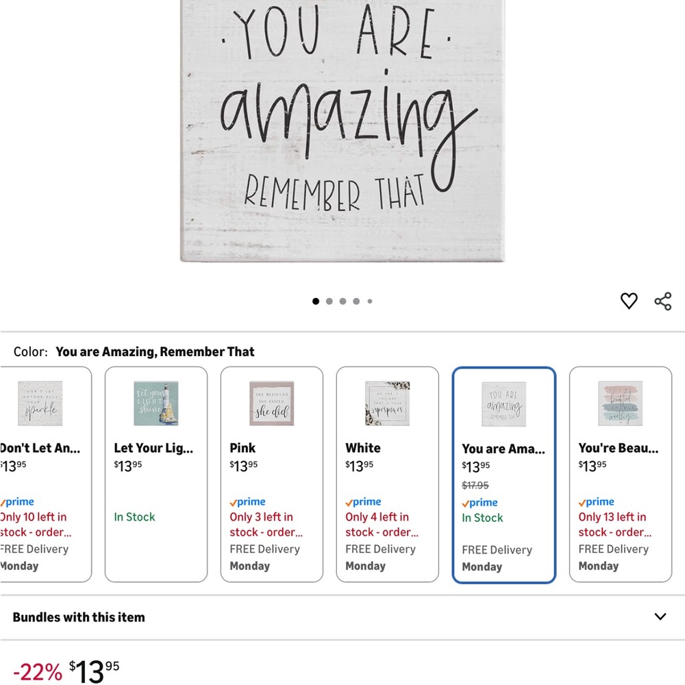 You Are Amazing Plaque Sign - Inspirational Canvas Art - Picture 2 of 4